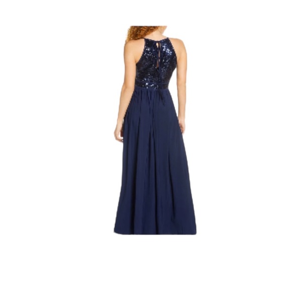 NWT Morgan & Co. Sequin A-Line Gown in Peacock Blue - Picture 4 of 15